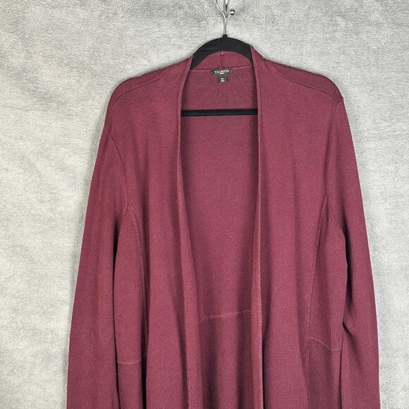 Talbots Sweater Womens 2X Burgundy Open Cardigan Stretch Comfort Career Preppy - Picture 2 of 11